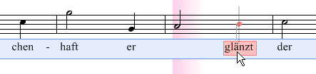 送りたい歌詞をクリックした状態